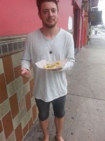 Eating Doubles in Trinidad