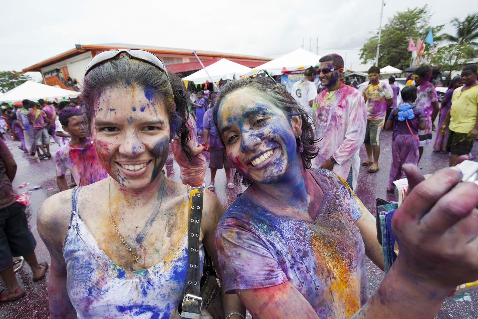 Participants at the colourful Phagwa festival.